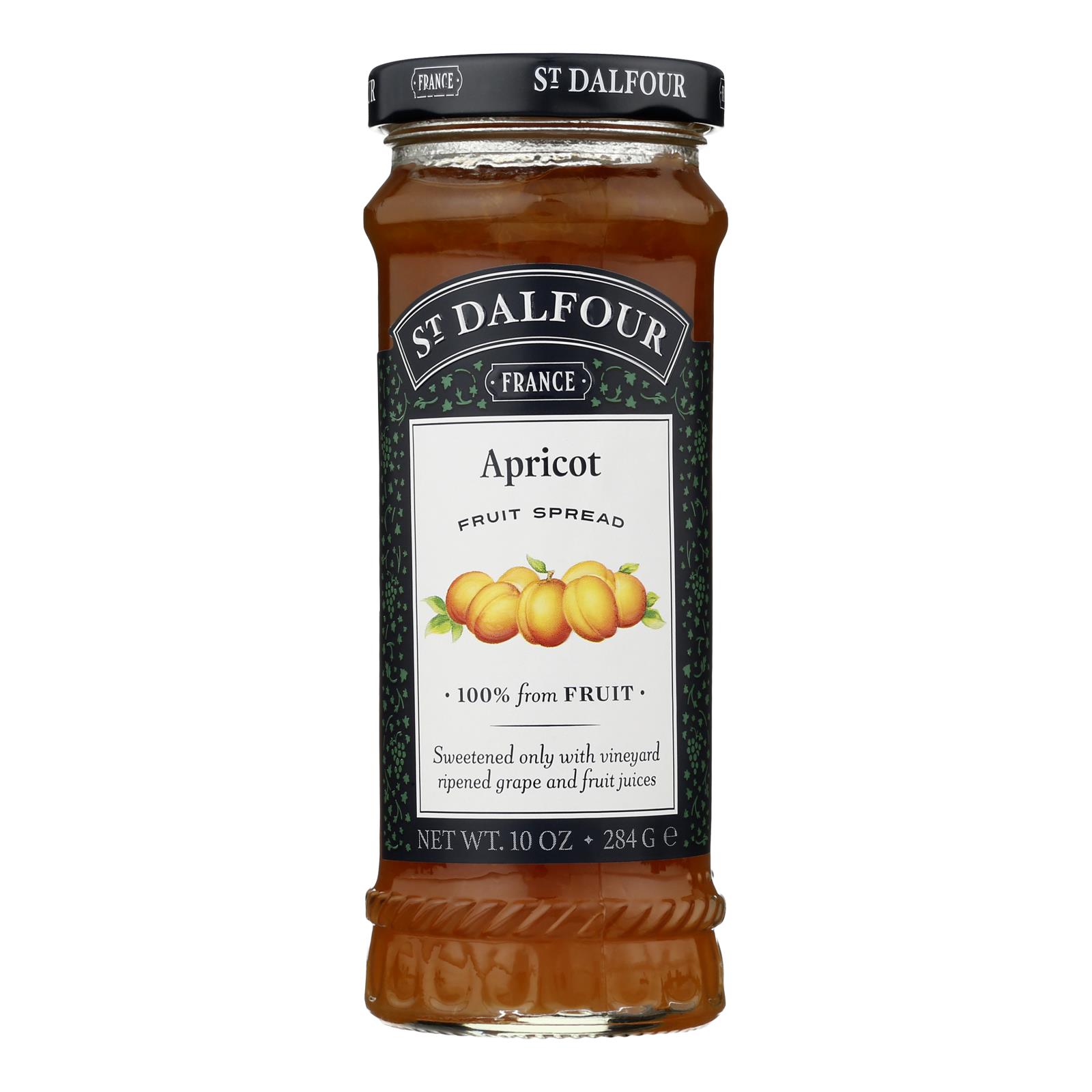 St Dalfour Fruit Spread - Deluxe - 100 Percent Fruit - Thick Apricot - 10 oz - Case of 6