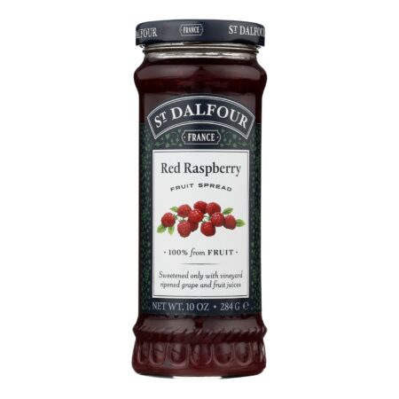 St Dalfour Fruit Spread - Deluxe - 100 Percent Fruit - Red Raspberry - 10 oz - Case of 6
