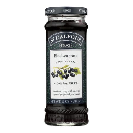 St Dalfour Fruit Spread - Deluxe - 100 Percent Fruit - Black Currant - 10 oz - Case of 6