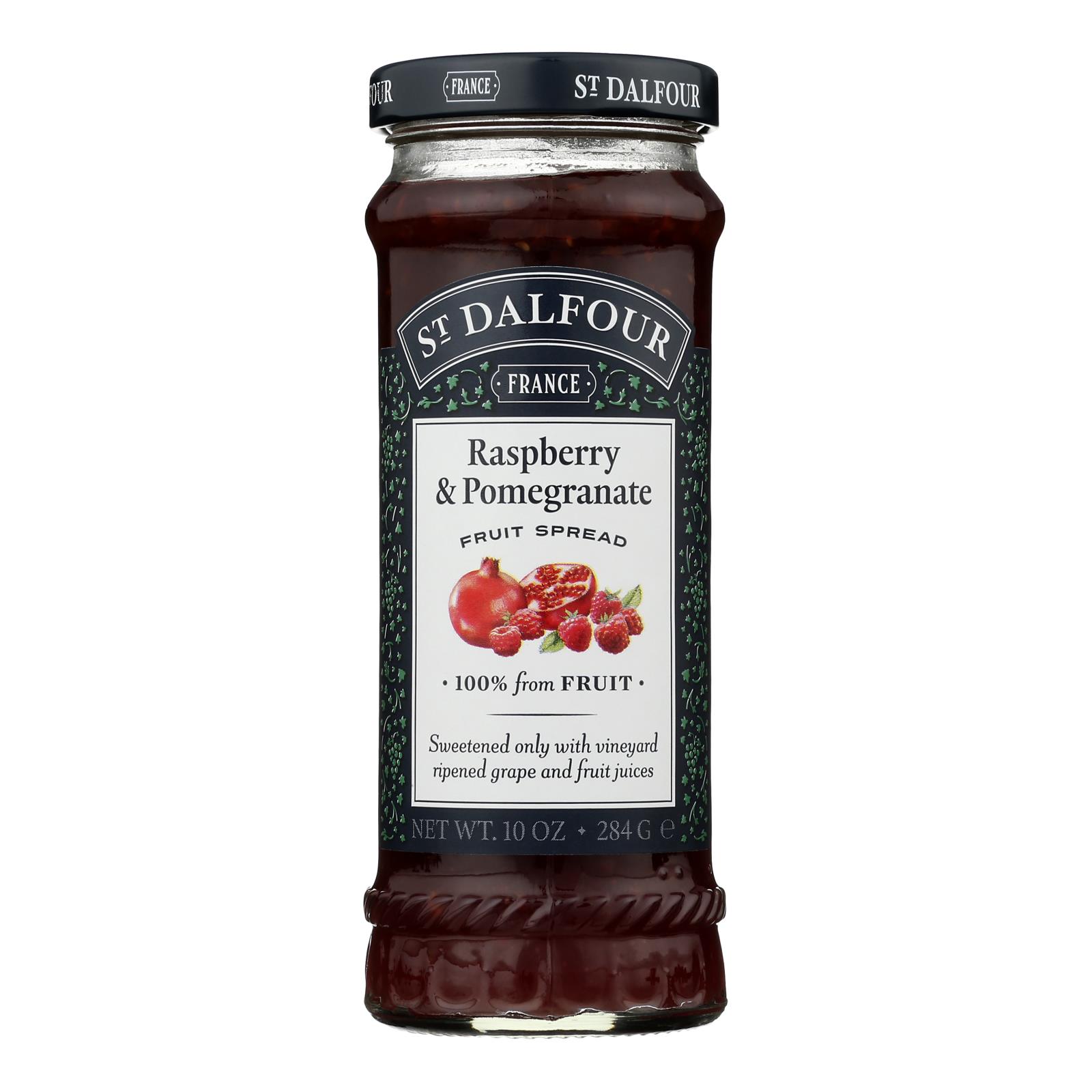 St Dalfour Fruit Spread - Deluxe - 100 Percent Fruit - Raspberry and Pomegranate - 10 oz - Case of 6