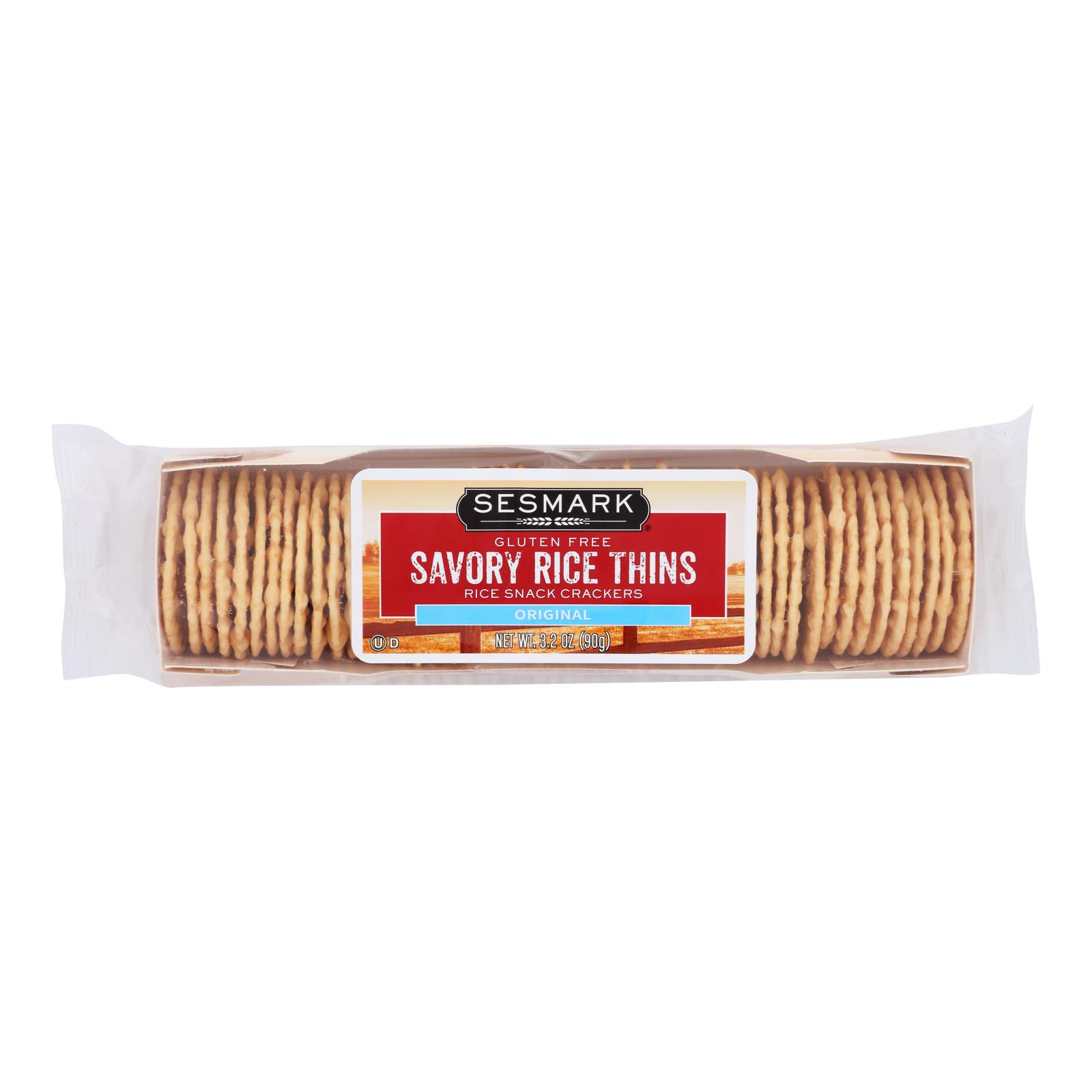 Sesmark Foods Savory Rice Thins - Original - Case of 12 - 3.2 oz.
