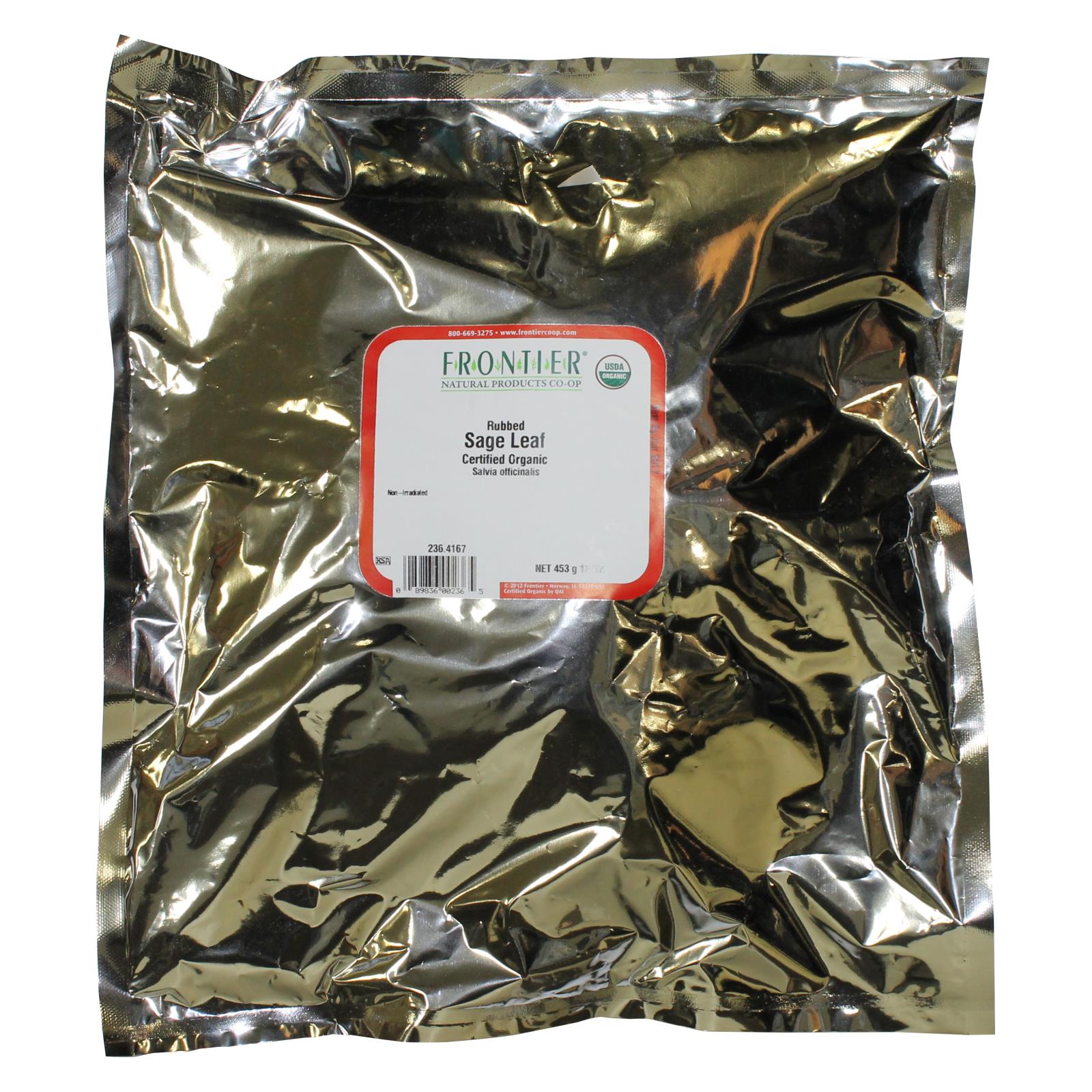 Frontier Herb Sage Leaf Organic Rubbed - Single Bulk Item - 1LB