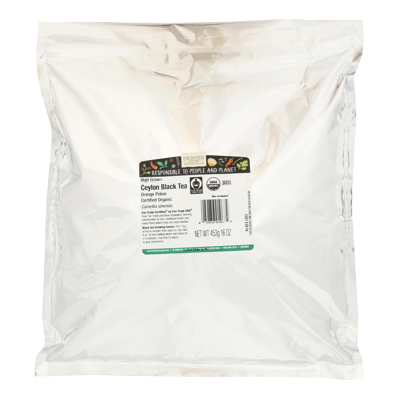 Frontier Herb 100% Organic Fair Trade Ceylon Tea - Single Bulk Item - 1LB