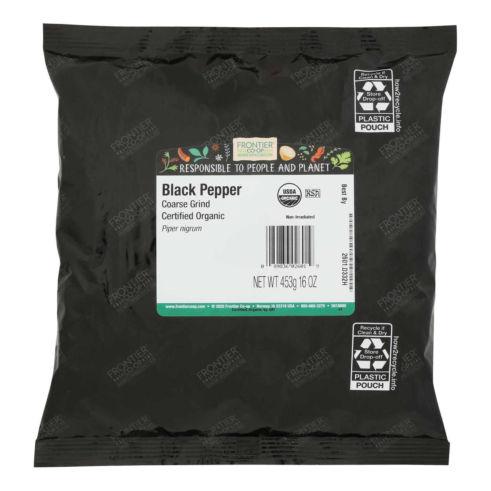 Frontier Herb Organic Coarse Black Pepper - Single Bulk Item - 1LB