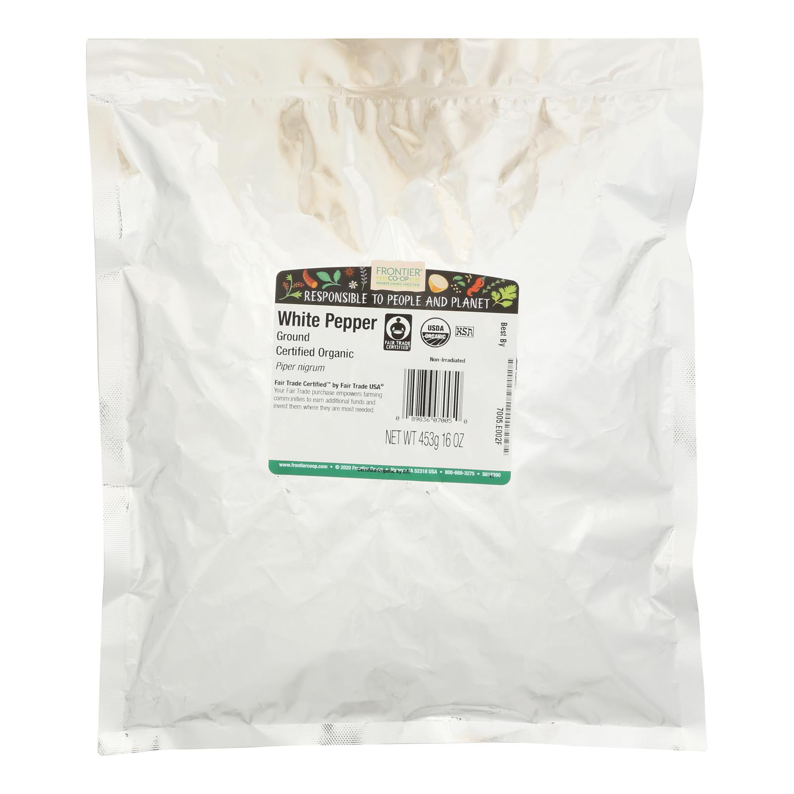 Frontier Herb Organic White Ground Pepper - Ft - 1 lb.