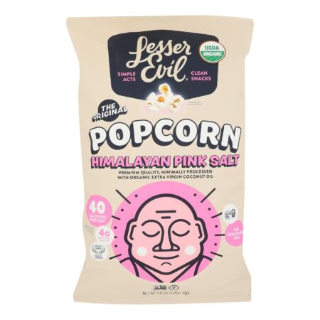 Lesser Evil, Popcorn Himalayan Pink Salt Premium Organic, Case Of 12, 4.6 oz