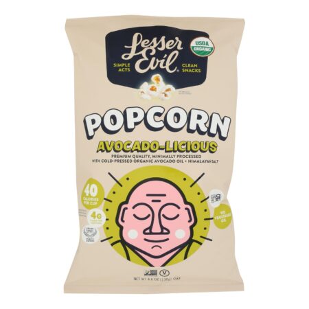 Lesser Evil, Popcorn Avocado-Licious Premium Organic, Case Of 12, 4.6 oz