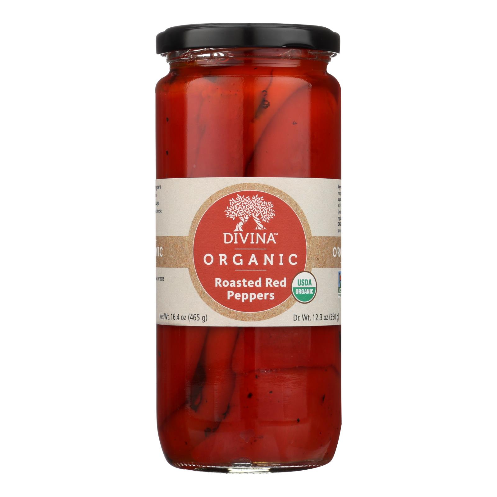 Divina, Organic Fire Roasted Sweet Peppers - Case of 6 - 16.2 OZ