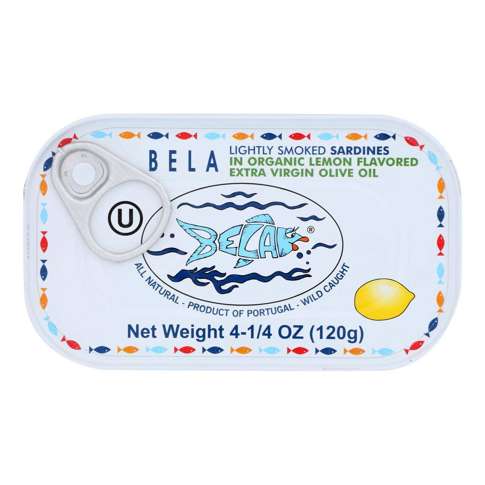 Bela-Olhao Sardines - Sardines Extra Virgin Olive Oil Lemon Sauce - Case of 12 - 4.23 ounces
