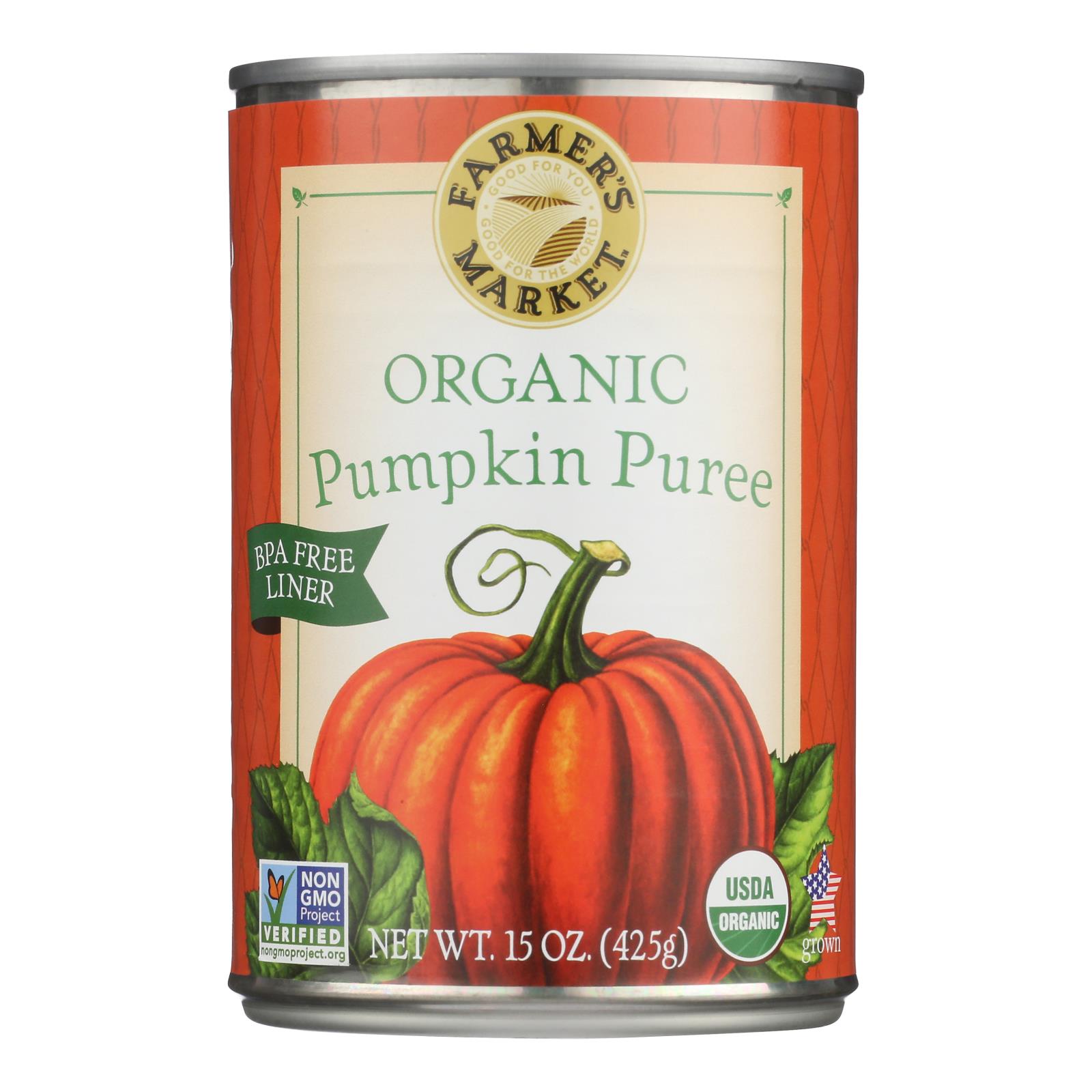 Farmer's Market Organic Pumpkin - Canned - Case of 12 - 15 oz.