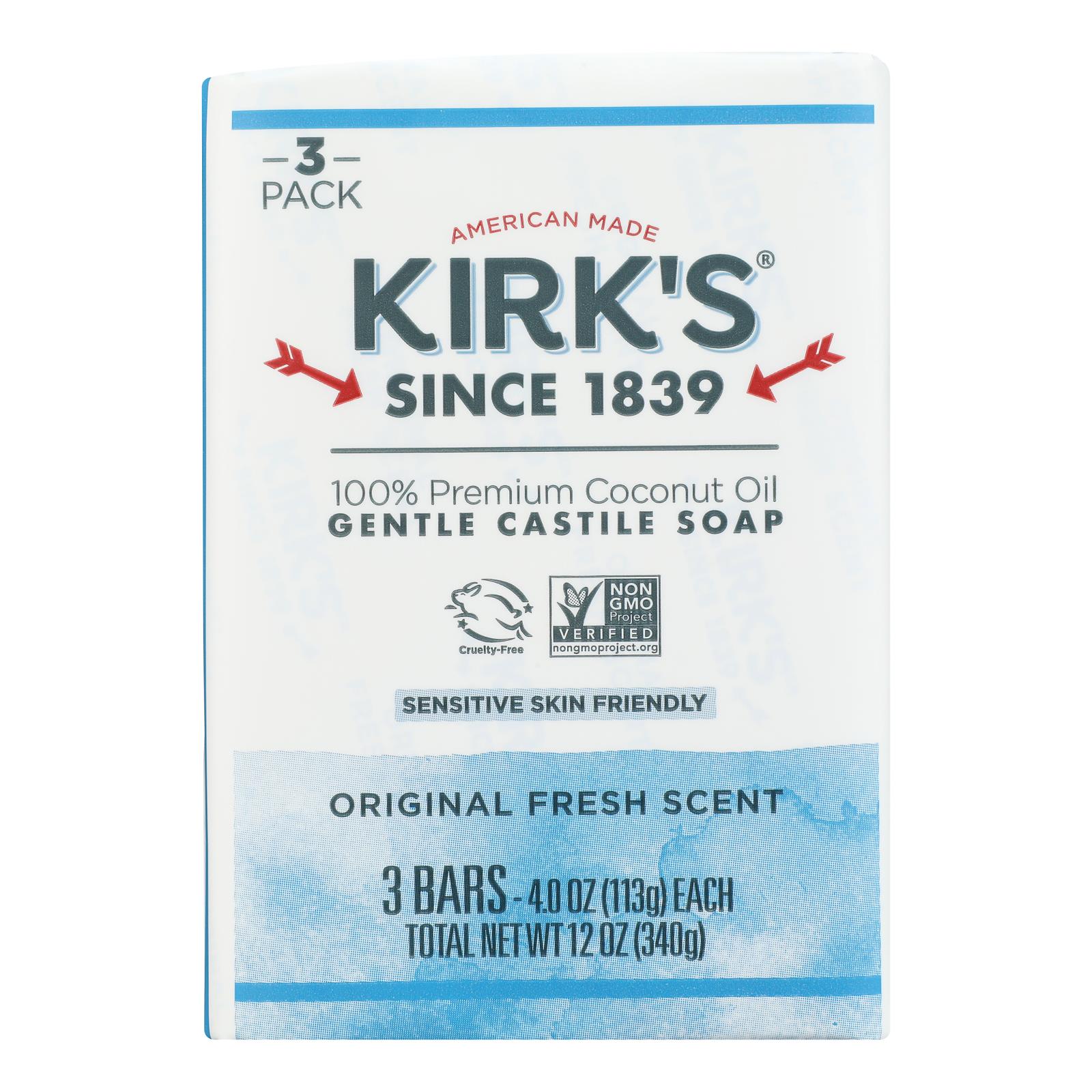Kirk's Natural Castile Soap Original - 4 oz Each / Pack of 3