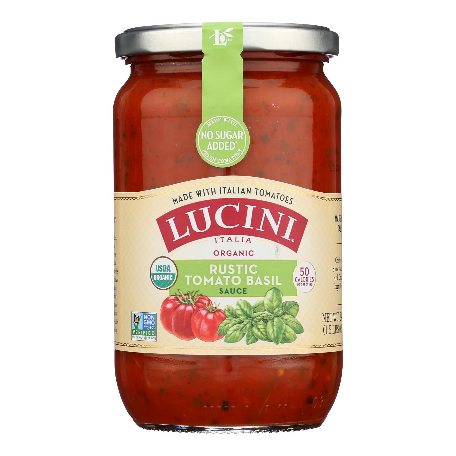 Lucini Italia - Pasta Sauce Organic Tomato Basil - Case of 6 - 24 Ounces