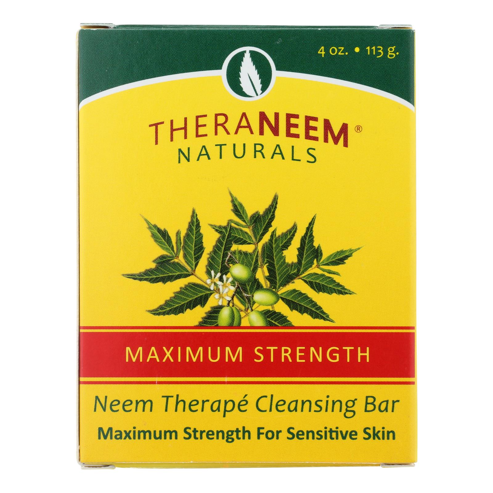 Theraneem Naturals Maximum Strength Neem Therape Cleansing Bar - Case of 3 - 4 OZ