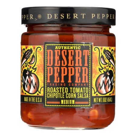 Desert Pepper Trading - Medium Hot Roasted Tomato Chipotle Corn Salsa - Case of 6 - 16 oz.