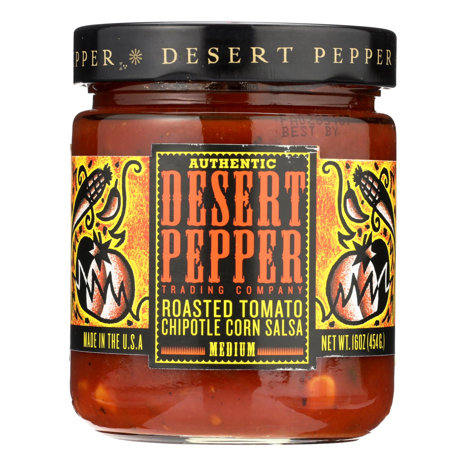 Desert Pepper Trading - Medium Hot Roasted Tomato Chipotle Corn Salsa - Case of 6 - 16 oz.