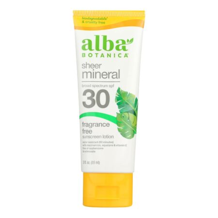 Alba Botanica - Sunscreen Lotion Mineral Formula Face and Body SPF 30 - 1 Each-3 Fluid Ounces