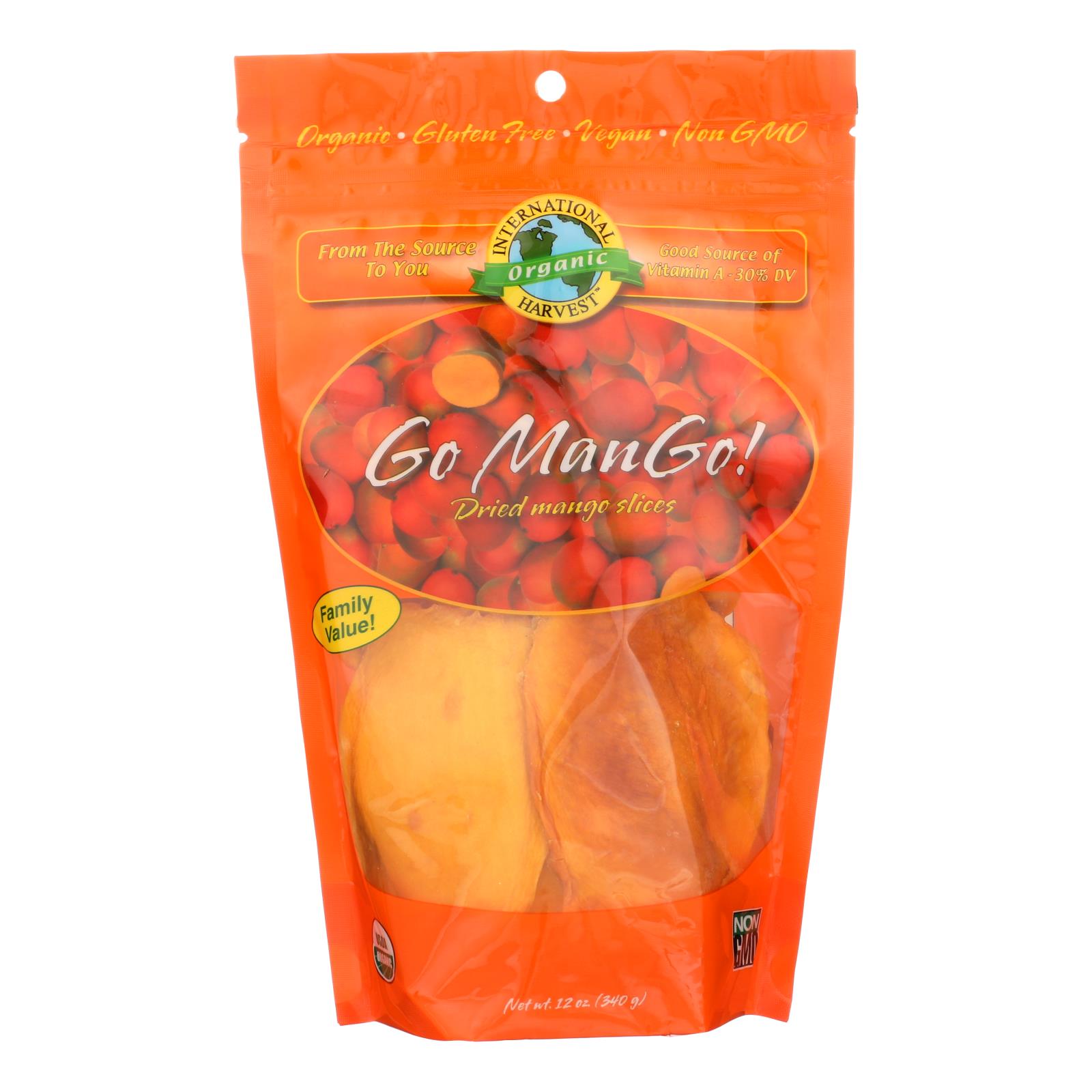 International Harvest Go Mango! Dried Mango Slices - Case of 6 - 12 OZ