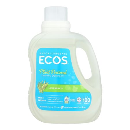 Earth Friendly Ecos Ultra 2x All Natural Laundry Detergent - Lemongrass - Case of 4 - 100 fl oz