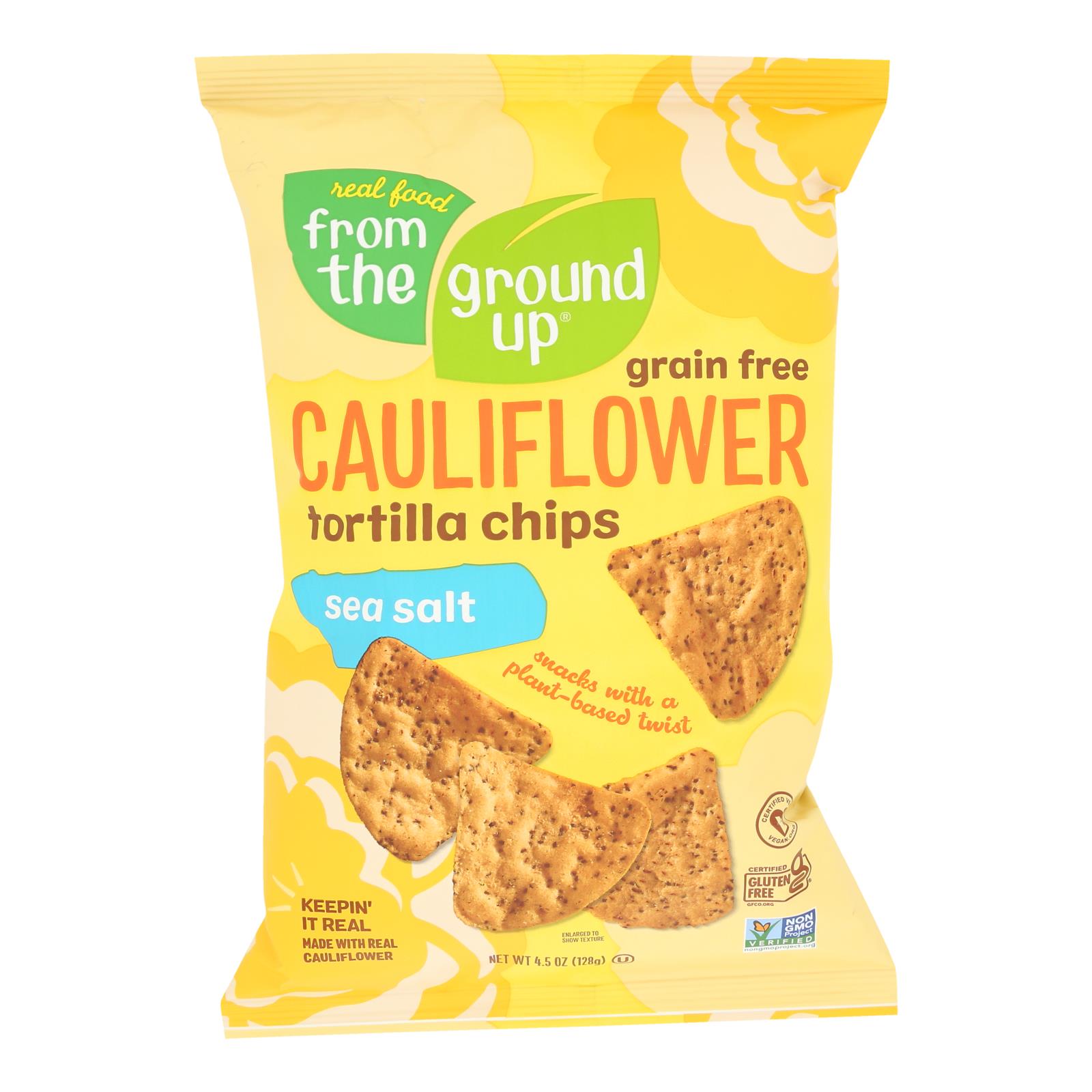 From The Ground Up - Tort Chips Clflwr Sea Salt - Case of 12 - 4.5 OZ