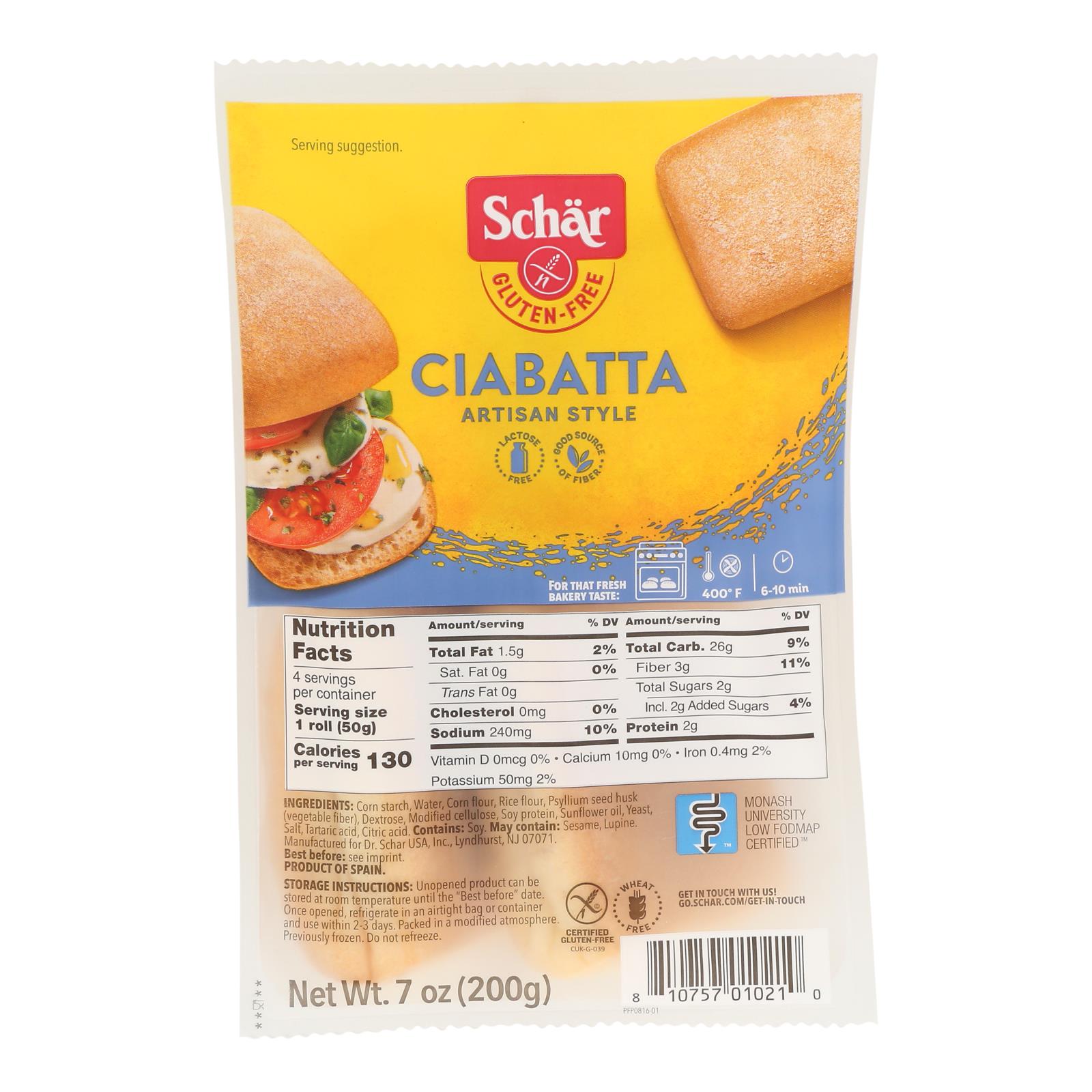 Schar - Ciabatta Gluten Free - Case of 5-7.1 OZ