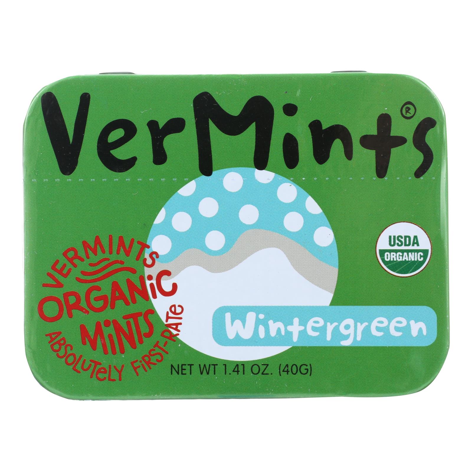 VerMints, Organic Breath Mints All Natural Wintermint Tin, Case Of 6, 1.41 oz