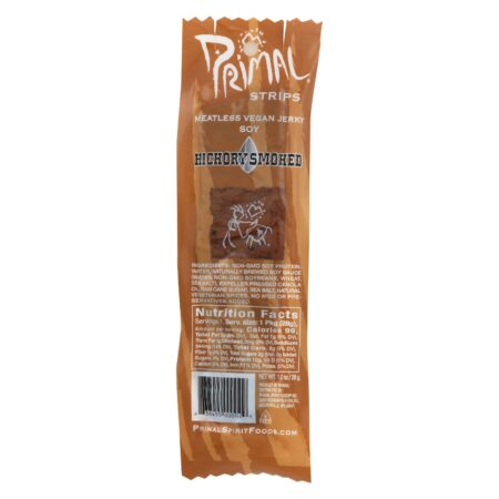Primal Strips Vegan Jerky - Meatless - Soy - Hickory Smoked - 1 oz - Case of 24