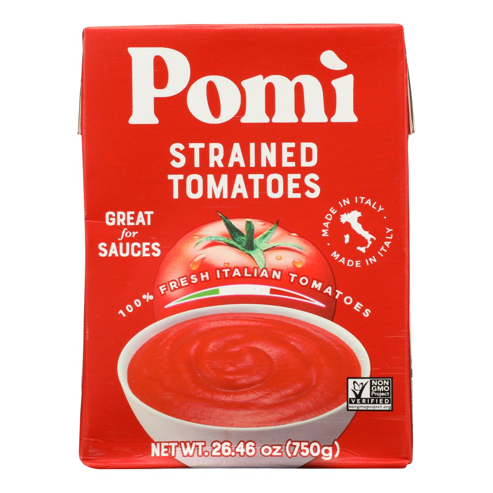 Pomi Tomatoes - Tomatoes Strained - Case of 12 - 26.46 OZ
