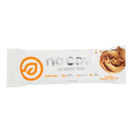 No Cow Bar Chunky Peanut Butter Bar - Case of 12 - 2.12 OZ
