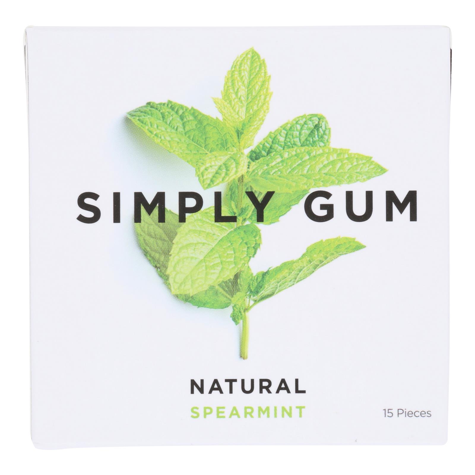 Simply Gum, Chewing Gum Spearmint, Case Of 12, 15 ct