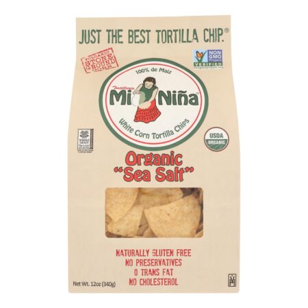 Mi Nina's White Corn Tortilla Chips With Sea Salt - Case of 9 - 12 OZ