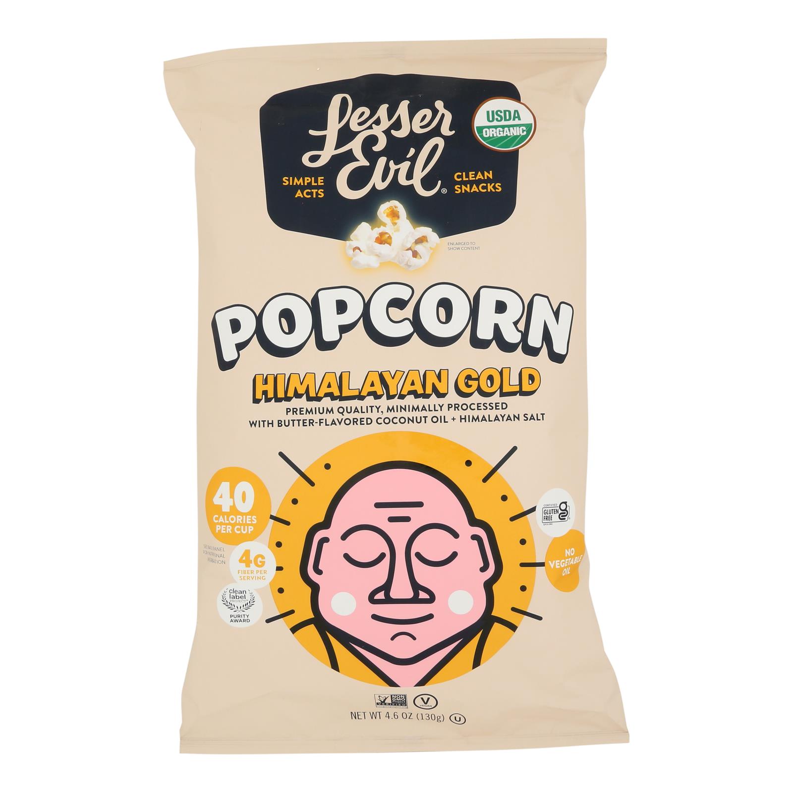 Lesser Evil, Popcorn Himalayan Gold Buttery Flavor Premium Organic, Case Of 12, 4.6 oz