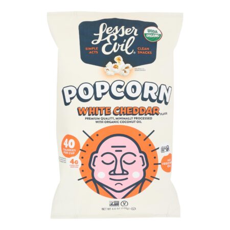 Lesser Evil, Popcorn White Cheddar Organic, Case Of 12, 4.6 oz