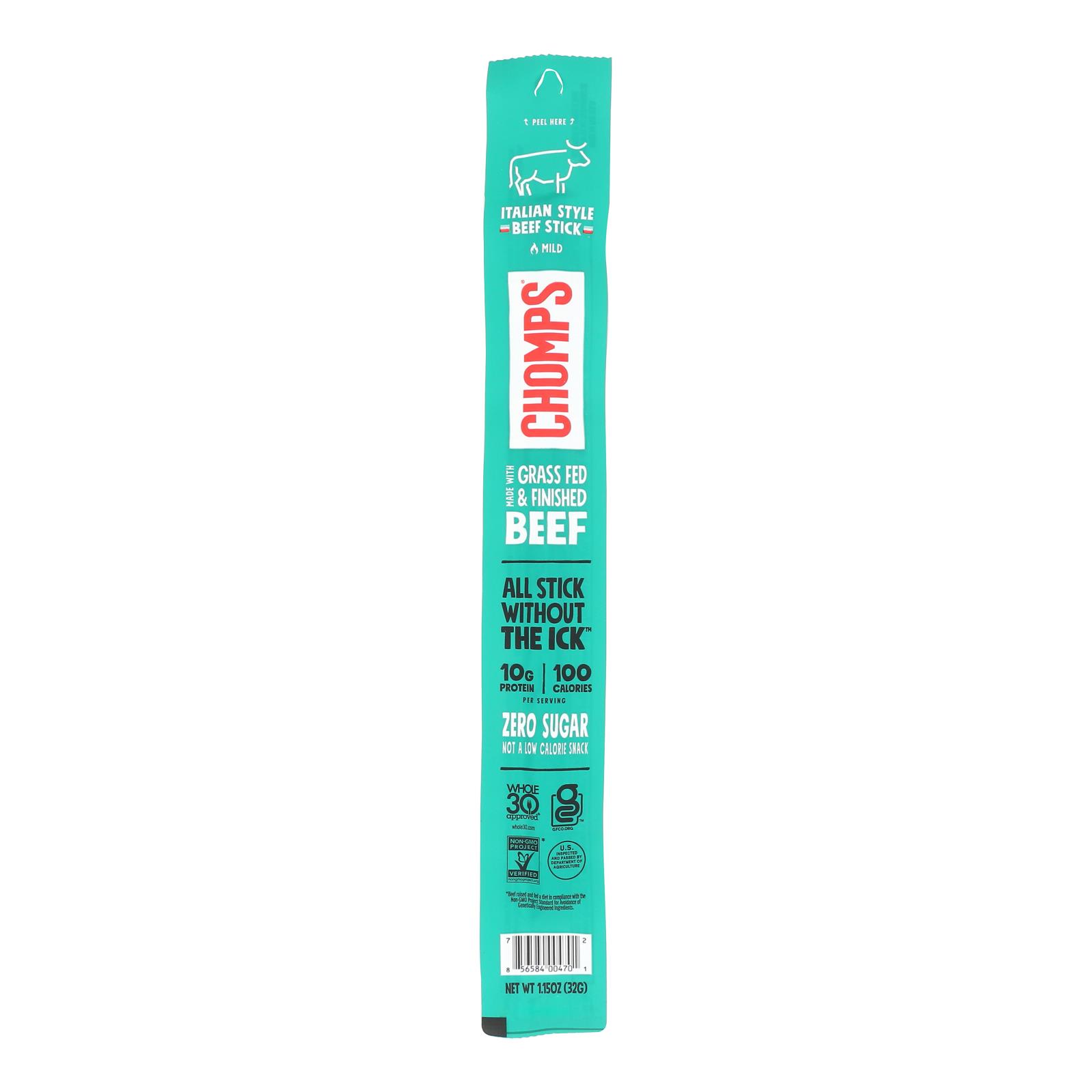 Chomps - Beef Sticks Italian Style - Case of 24 - 1.15 OZ