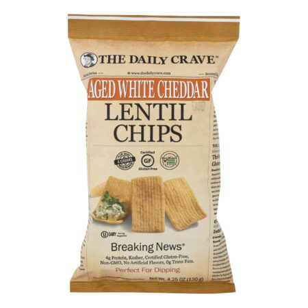The Daily Crave - Lentil Chip Aged Wht Chd - Case of 8 - 4.25 OZ