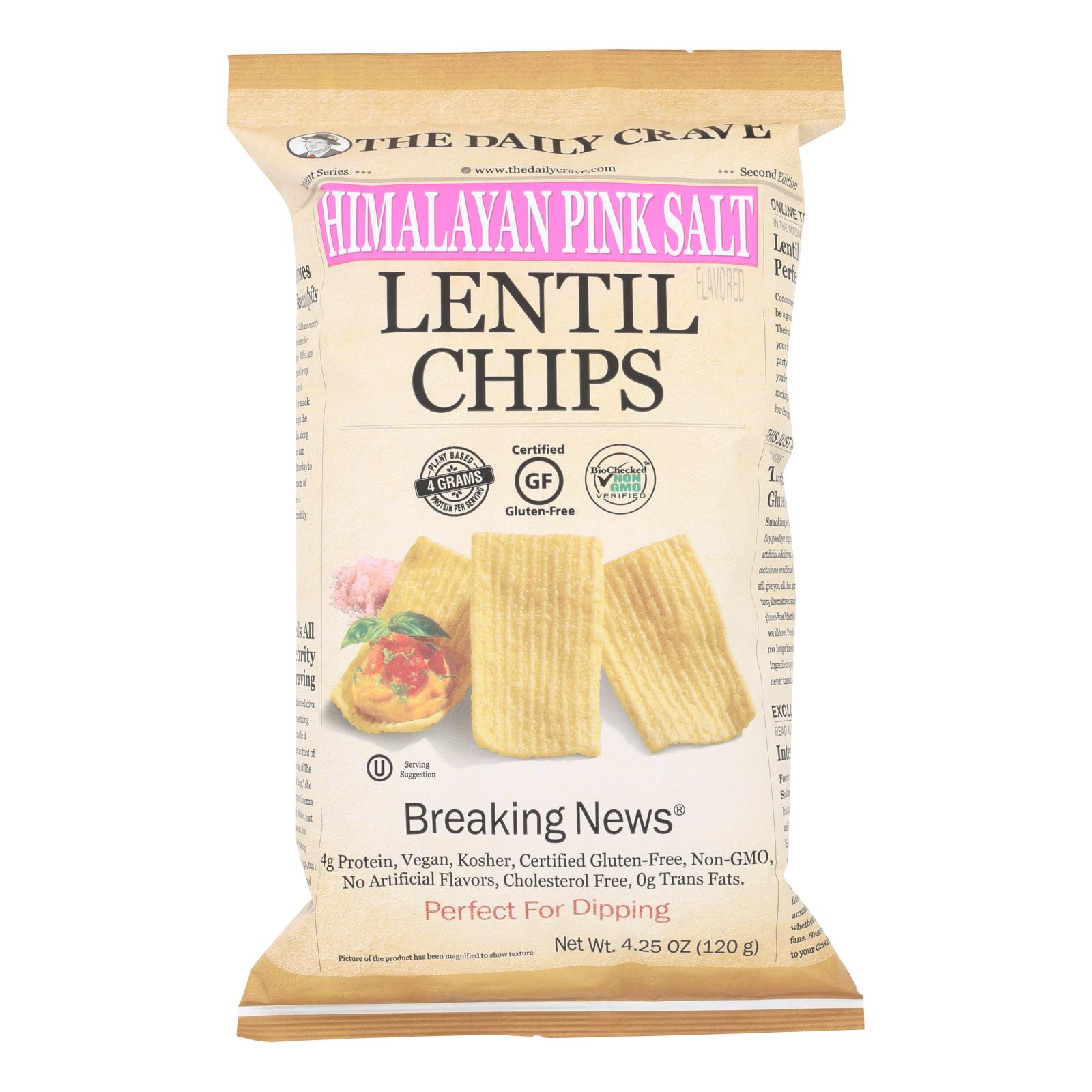The Daily Crave - Lentil Chip Himln Pink Salt - Case of 8 - 4.25 OZ