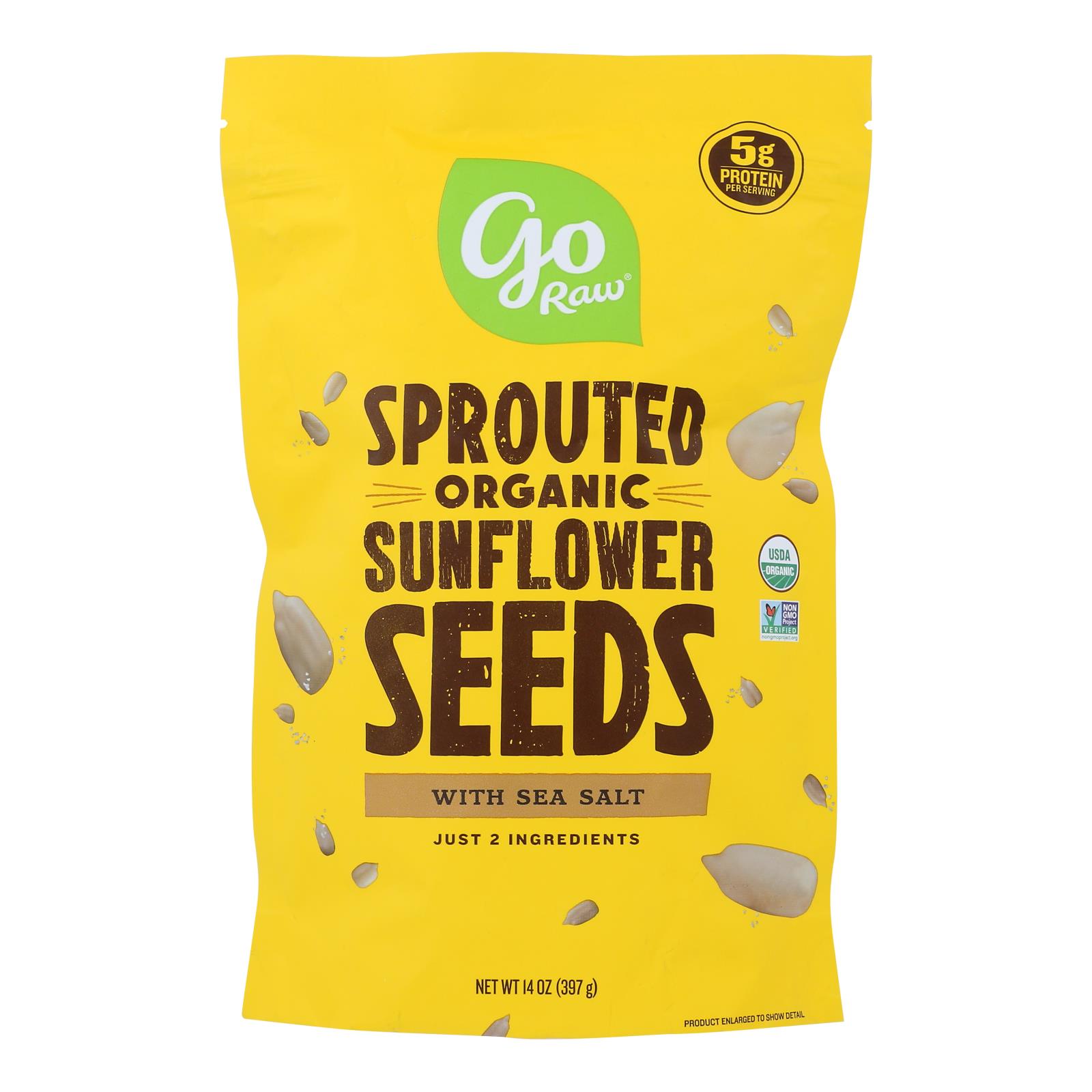 Go Raw Sprouted Seeds, Sunflower With Celtic Sea Salt - Case of 6 - 14 OZ