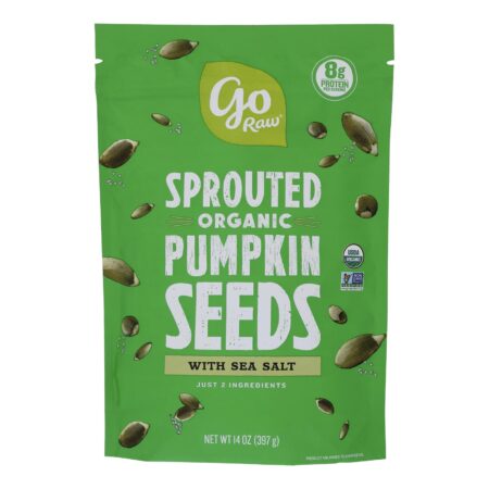 Go Raw Sprouted Seeds, Pumpkin With Celtic Sea Salt - Case of 6 - 14 OZ