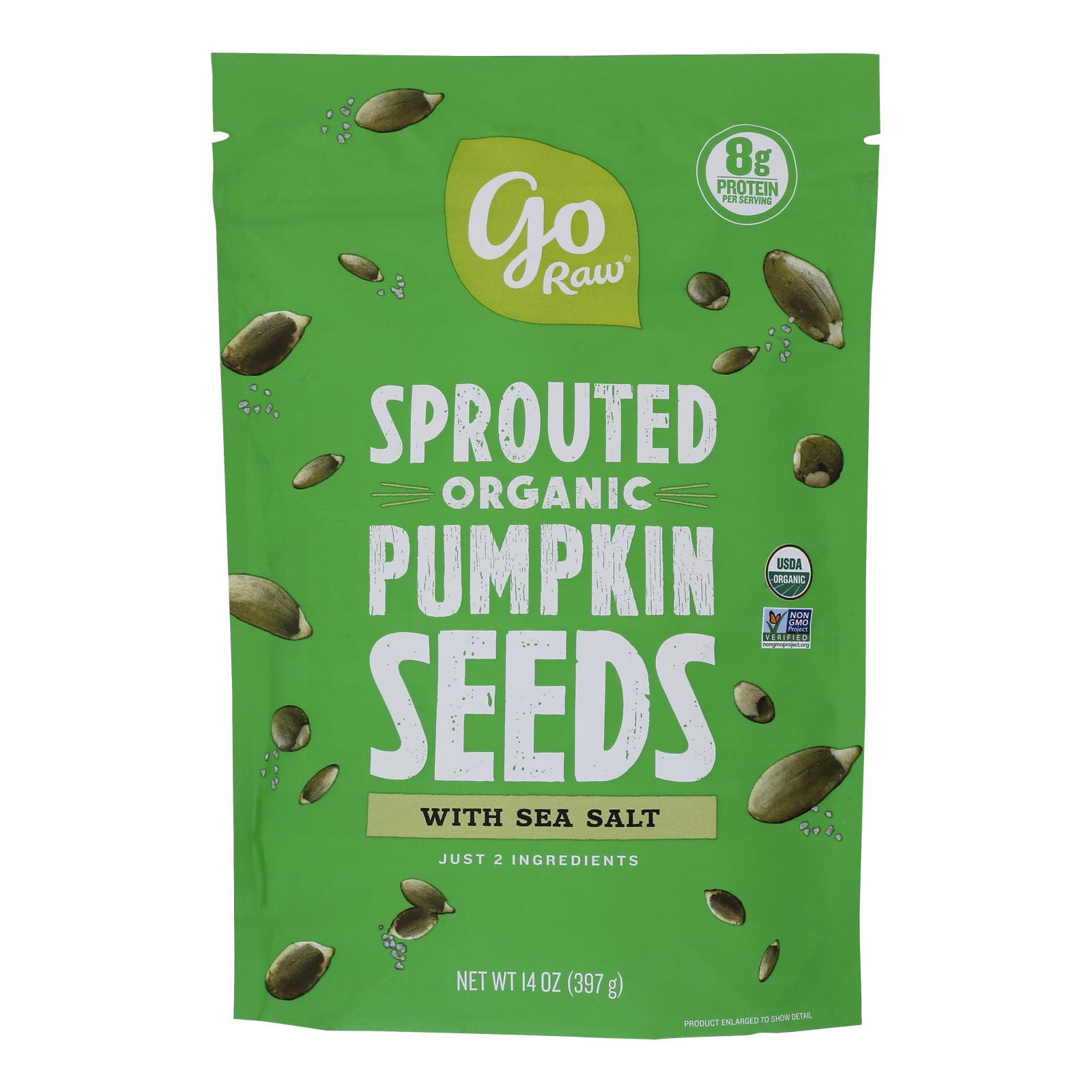 Go Raw Sprouted Seeds, Pumpkin With Celtic Sea Salt - Case of 6 - 14 OZ