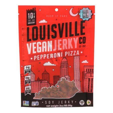 Louisville Vegan Jerky - Jerky Vegan Pepperoni - Case of 10 - 3 OZ
