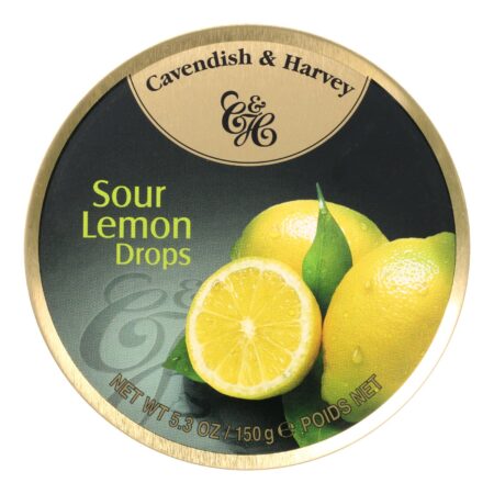 Cavendish and Harvey Fruit Drops Tin - Sour Lemon - 5.3 oz - Case of 12