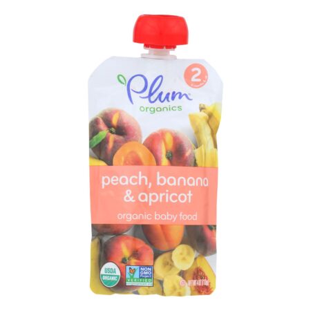 Plum Organics - Baby Fd Og2 Pch Aprct&ban - CS of 12-4 OZ