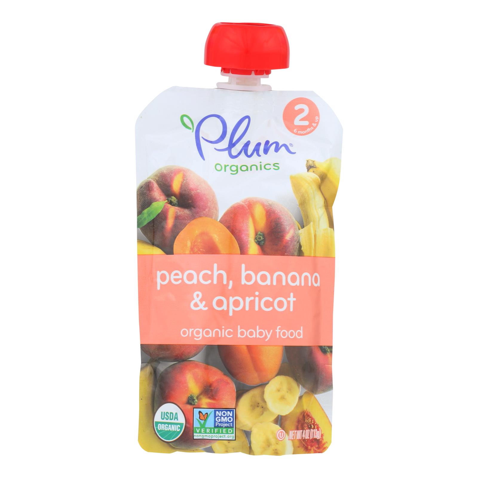 Plum Organics - Baby Fd Og2 Pch Aprct&ban - CS of 12-4 OZ