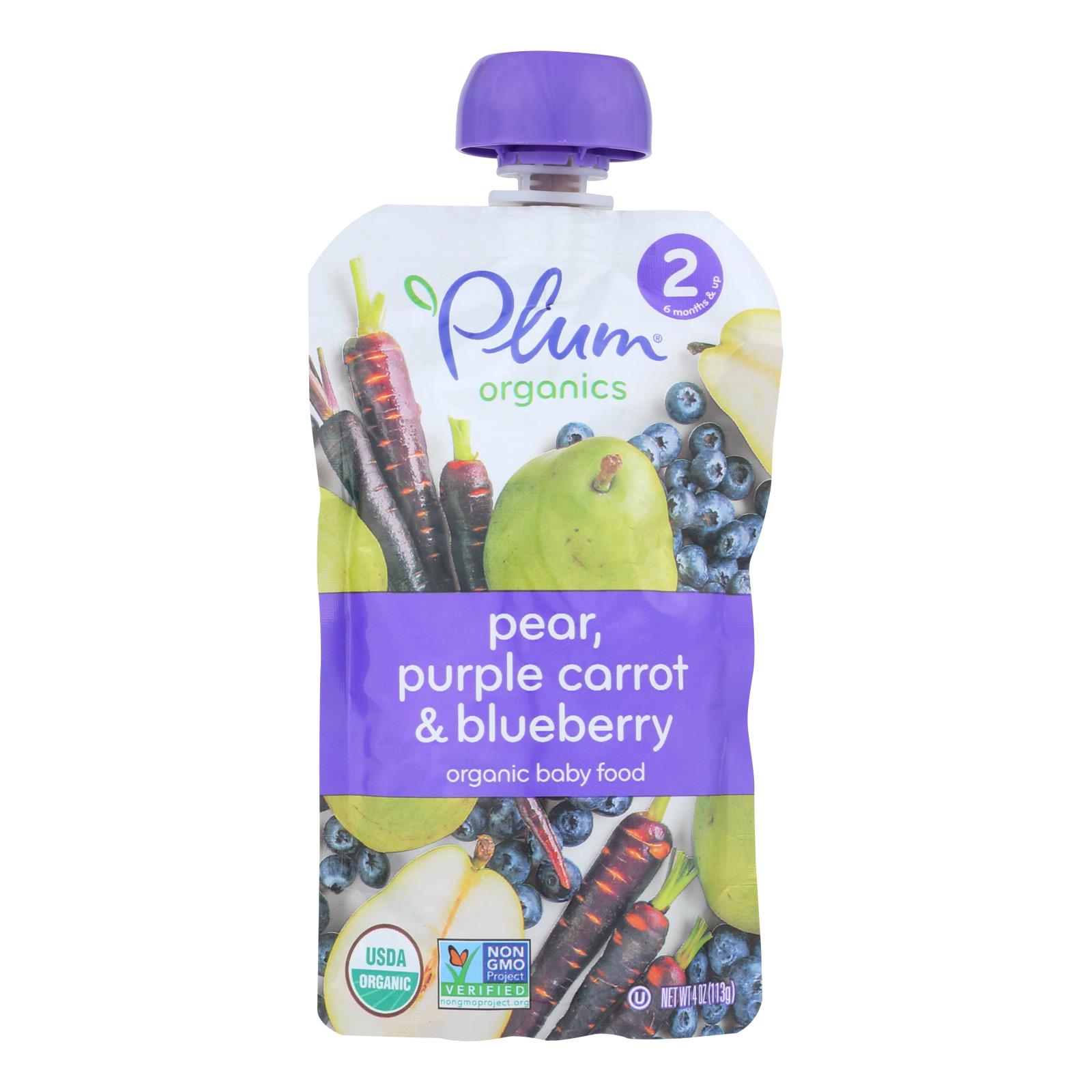 Plum Organics - Baby Fd Og2 Blbr Pr&crt - CS of 12-4 OZ