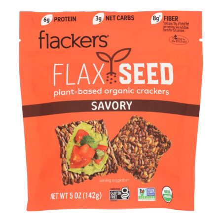 Doctor In The Kitchen - Organic Flax Seed Crackers - Savory - Case of 6 - 5 oz.