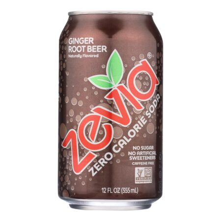 Zevia - Soda Ginger Root Beer Zero Calorie Can - Case of 4-6/12 Fluid Ounces
