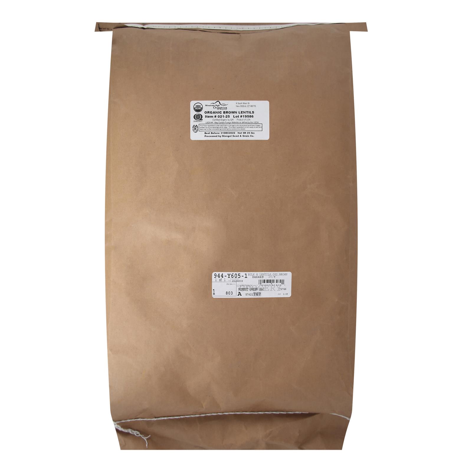 Bulk Peas and Beans Organic Lentils Brown - Single Bulk Item - 25LB