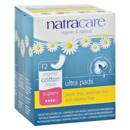 Natracare Natural Ultra Pads Super Plus w/organic cotton cover - 12 Pack